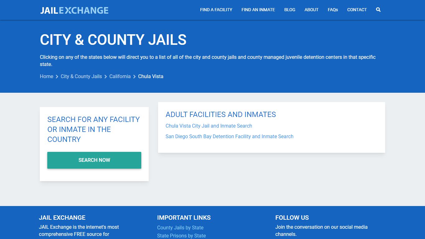 City & County Jails | California | Chula Vista | JailExchange